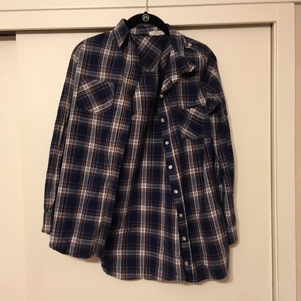 purple plaid shirt